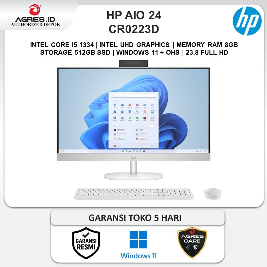 HP AIO 24 - Intel Core i5 1334 8GB 512GB 23.8" Full HD IPS | Windows 11 OHS -CR0223D
