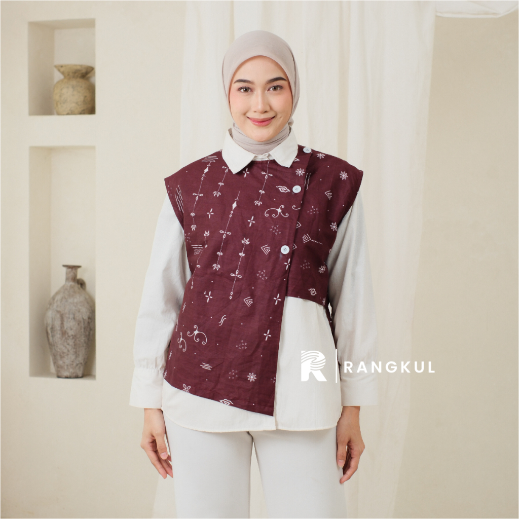 Jual RANGKUL Outer Katun Batik Elegan Rompi Batik Minimalis Vest Batik ...