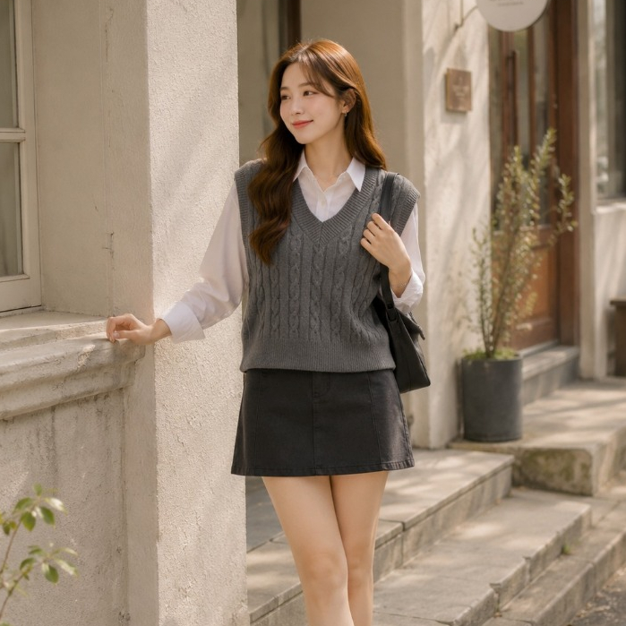 Jual Rompi Rajut Wanita Casual Korean Style Soft Knit / Premium Rompi ...