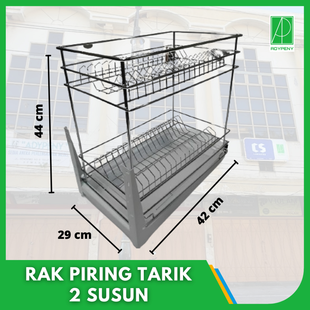 Rak Piring Bawah Tarik Chrome Stainless Kitchen Set Dapur 2 Susun / rak piring murah / rak tarik kitchen set