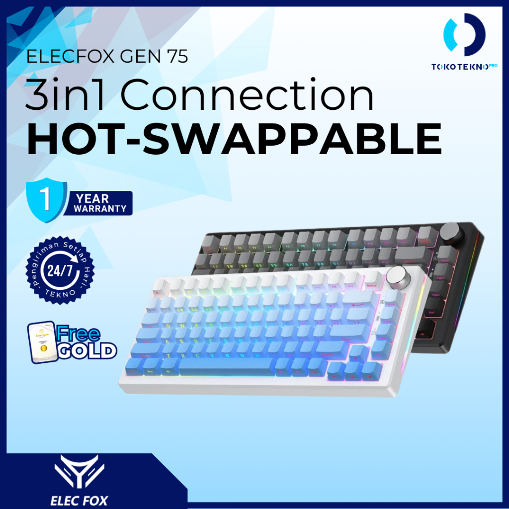Jual ELEC FOX / ELECFOX Gen-75 / Gen 75 Mechanical Keyboard 75% RGB ...