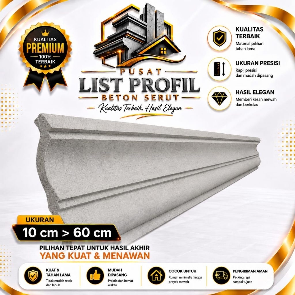 Jual Lisplang Profil Beton List Profil Tempel Beton List beton | Shopee ...
