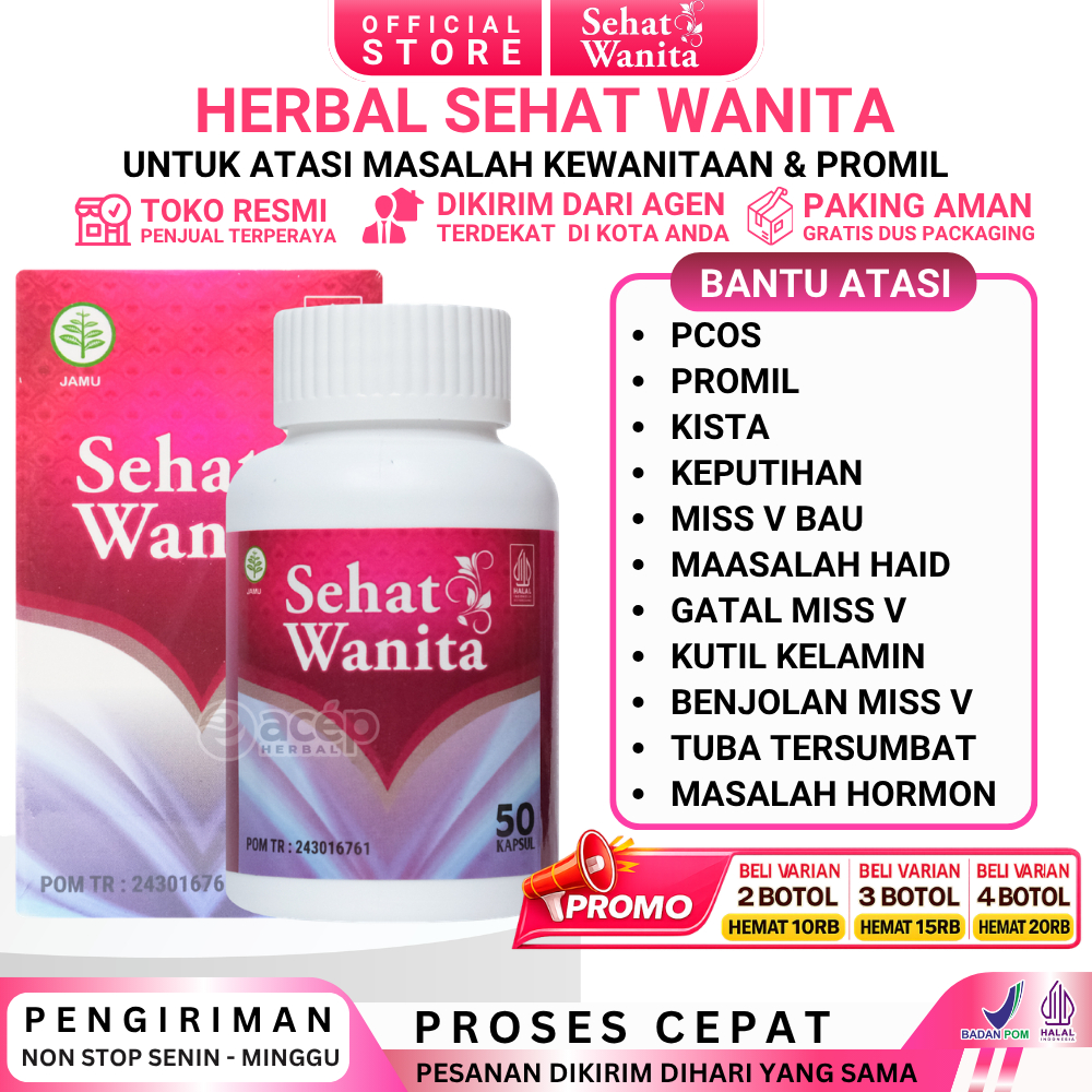 Sehat Wanita Original Herbal Untuk Membantu Atasi Masalah Kewanitaan dan Promil Isi 100 & 50 Kapsul