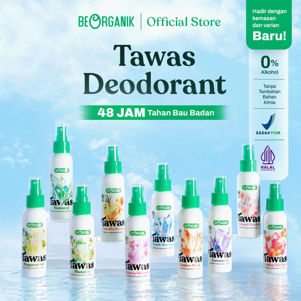 BEORGANIK TAWAS SPRAY 100ML / BEBAS BAU BADAN DAN KETIAK / NON ALKOHOL