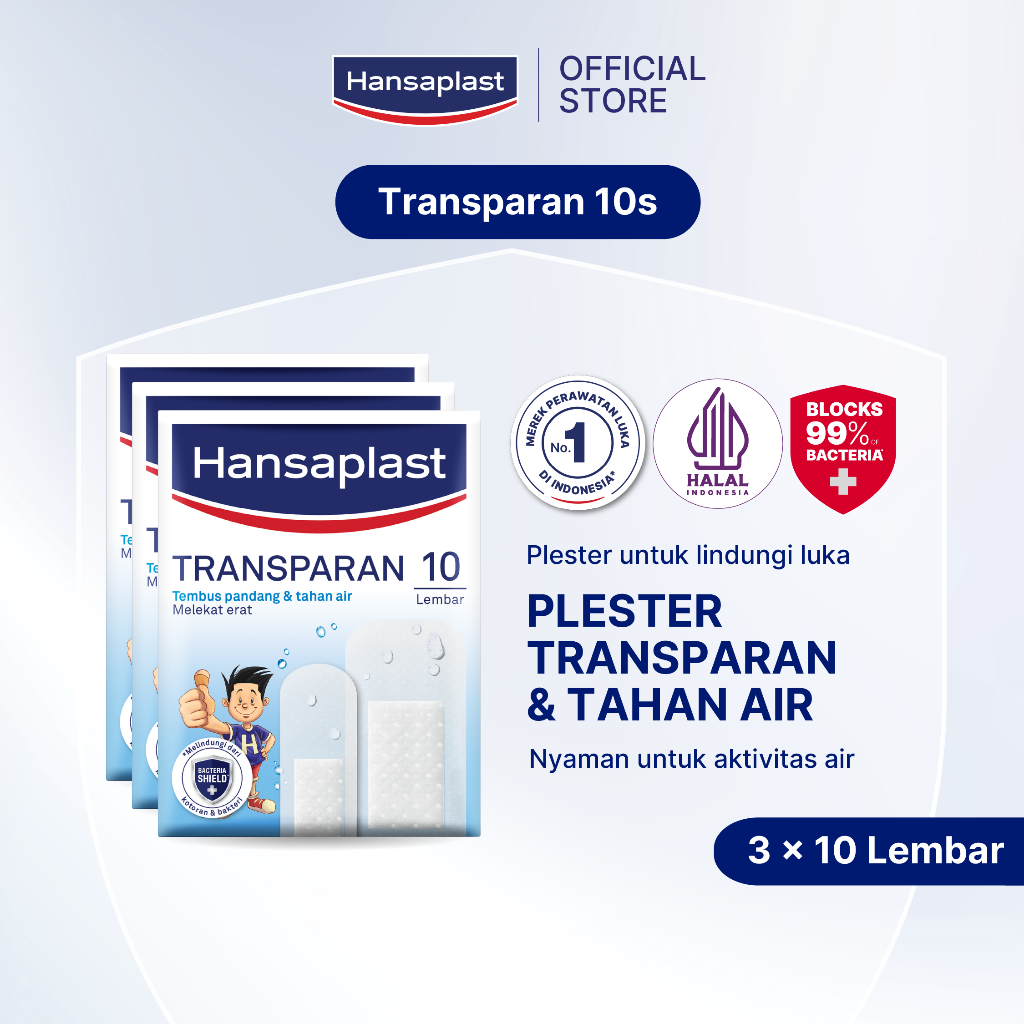 Jual HANSAPLAST Plester Transparan Tahan Air Transparent isi 10 P3K ...