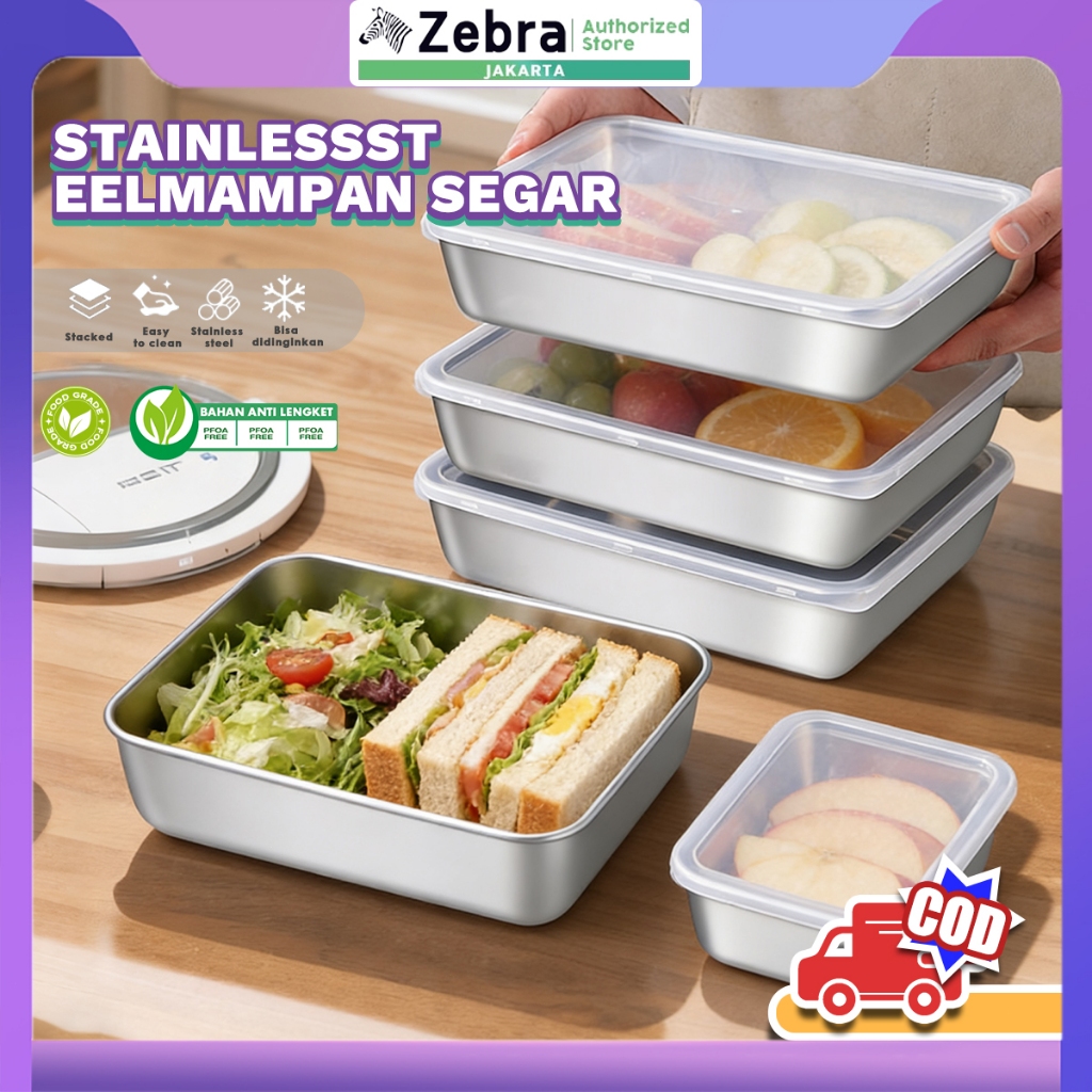 Jual ZEBRA Food Container Stainless Wadah Stainless Sayur Kotak Food ...