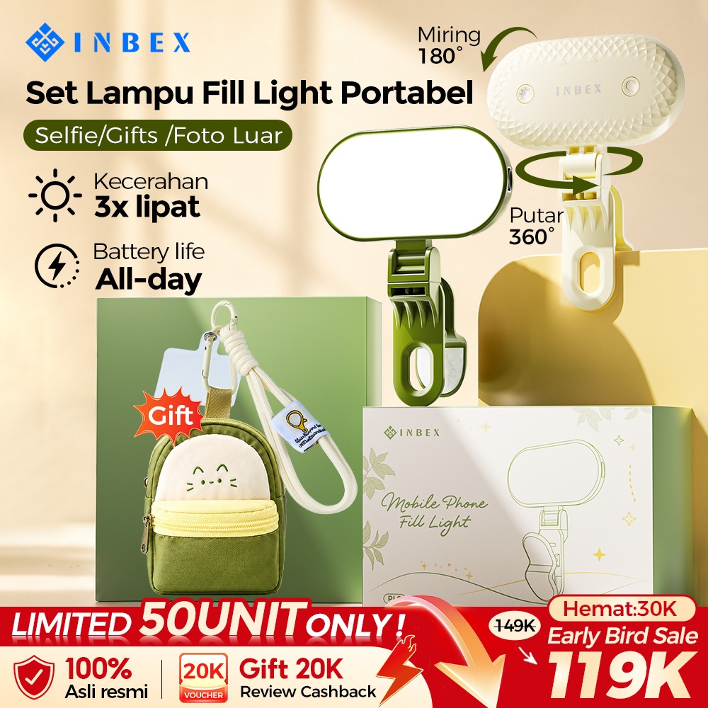 Jual INBEX PL9 Lampu Selfie LED Gift Set dengan Tas Atur 360° Mini Fill ...
