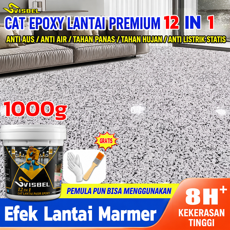 Cat Epoxi Lantai Semen Marmer Kamar Mandi 1L 2L 3L 12 In 1 Cepat Kering 8 Jam Tahan Air Anti Lembab Gores Bengkel Gudang Pabrik Garasi