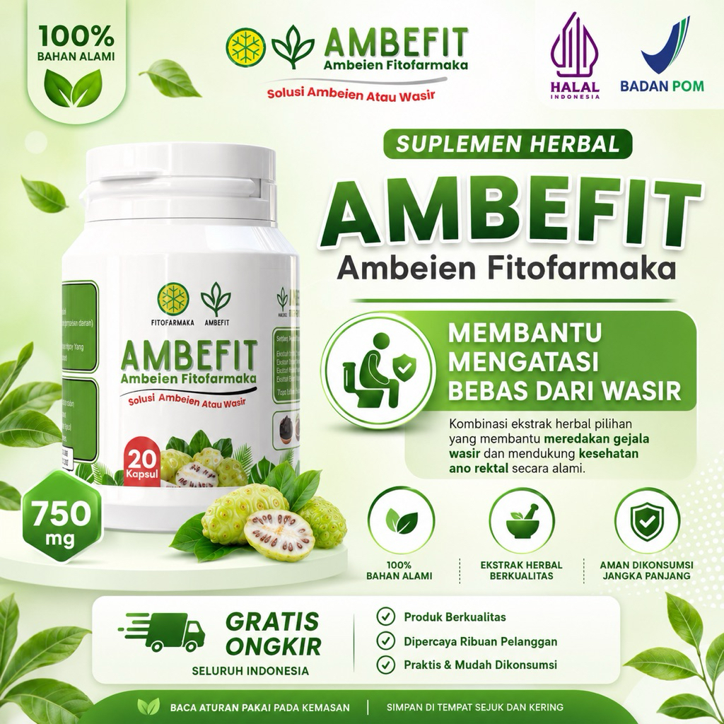 PROMO Ambefit Fitofarmaka Herbal Untuk Mengempiskan Benjolan Ambeien Wasir Tanpa Efek Samping Halal Bpom