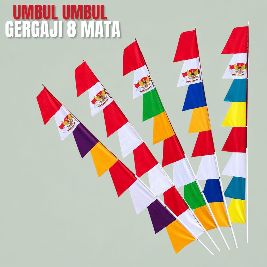 Umbul Umbul Merah Putih 1 kodi isi 20 pcs ukuran 2.6 Meter Premium Dekorasi 17 Agustus HUT RI