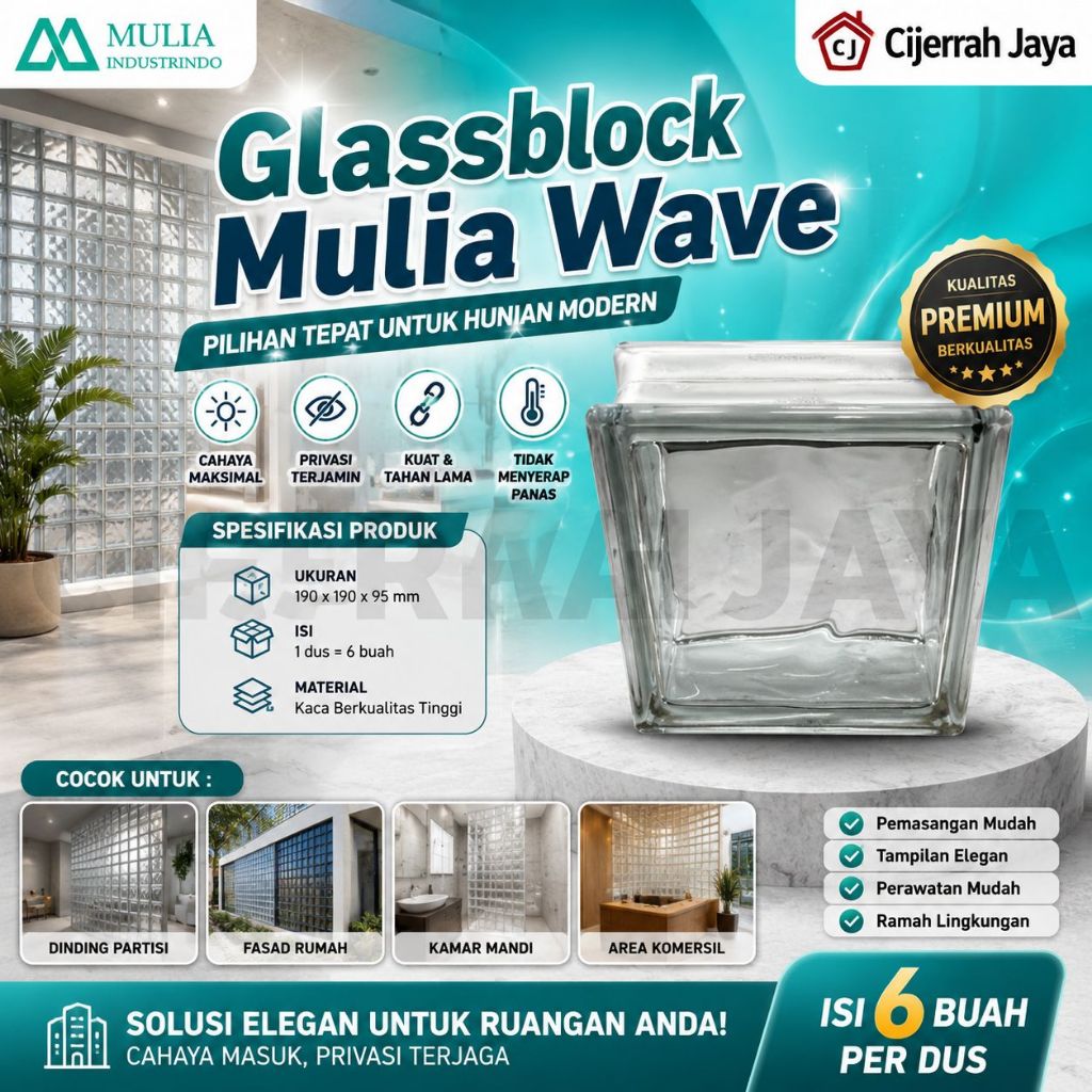 Jual Glassblok Mulia WAVE / Glasblok Glassblock Kaca Mulia GOJEK ...