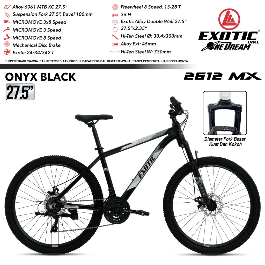 SEPEDA GUNUNG MTB 24 26 27.5 INCH EXOTIC 2612 AF / EXOTIC 2612 MX / EXOTIC 2612 AG