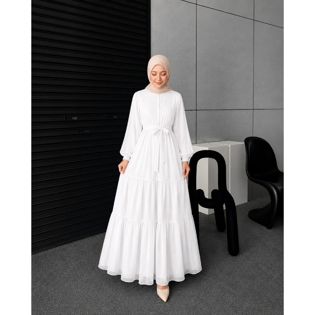 Gamis Arunika Ceruty Babydoll / Dress Susun Serut Umpak Syar'i / Gamis Polos Lapisan Full Puring