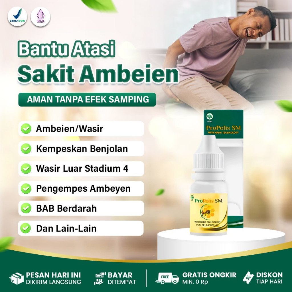 Obat Ambeien Mengempeskan Benjolan, Obat Wasir Luar Stadium 4, Pengempes Ambeyen Propolis SM 100% Asli Original