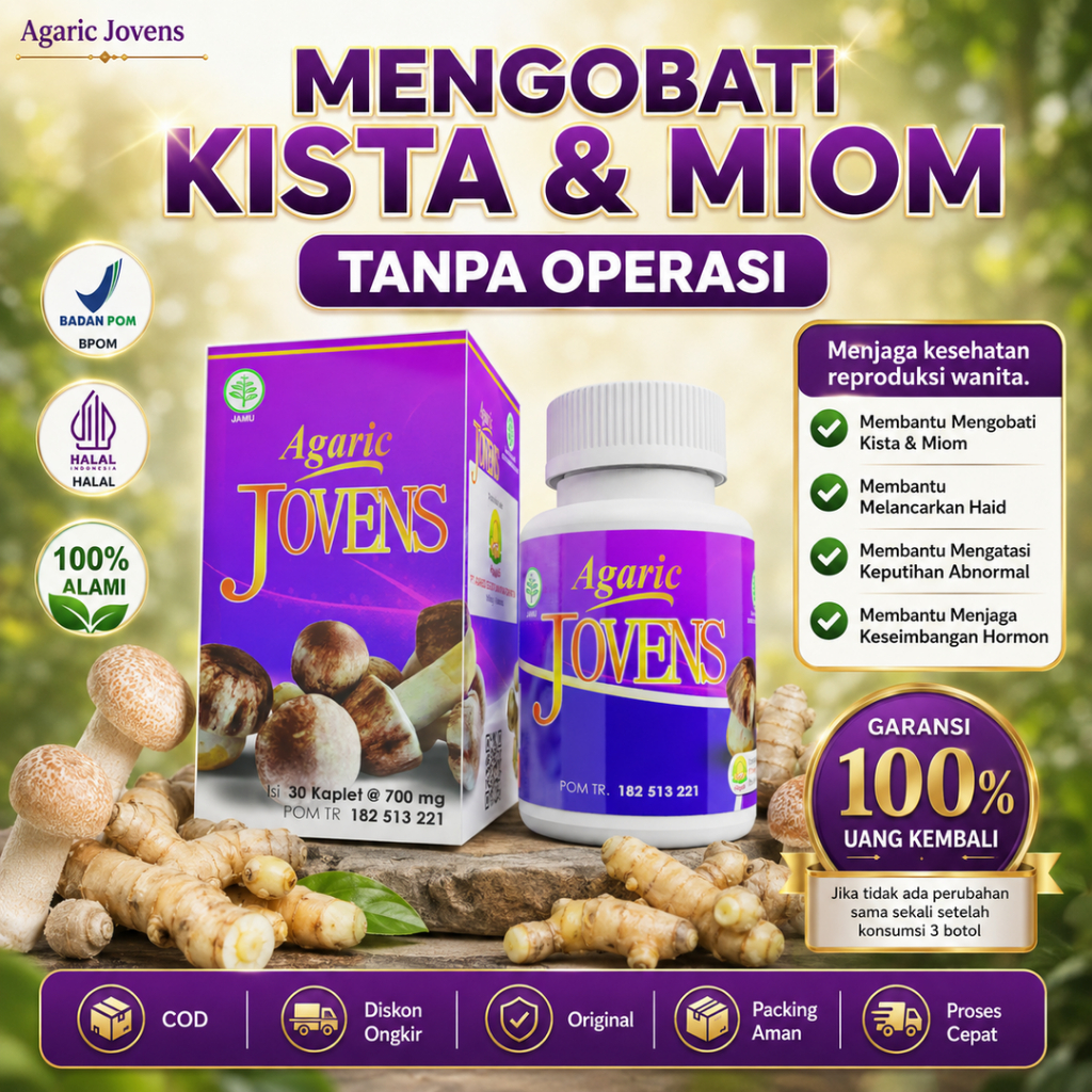 Agaric Jovens - Obat Herbal Kista Miom Benjolan Kanker Ovarium Tumor Bartholin Endometriosis Serviks isi 30 kaplet
