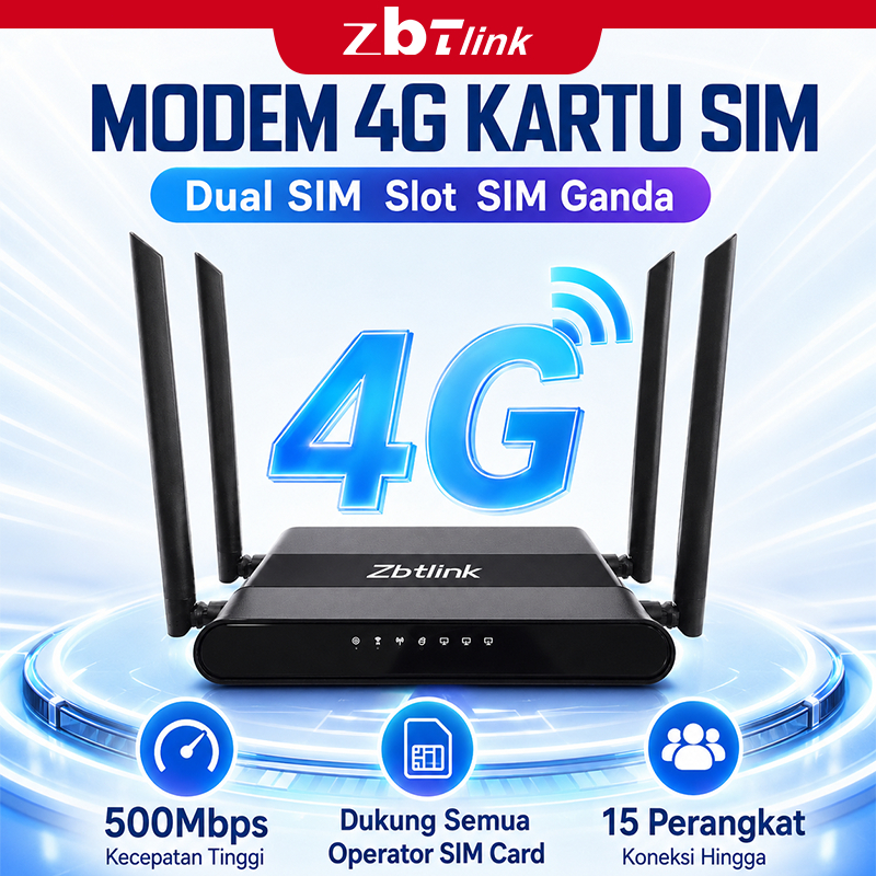 Router WiFi 4G LTE Dual SIM Unlock Semua Operator Indonesia | Modem WiFi Tanpa Kabel | Plug & Play | Internet Cepat untuk Rumah Kantor Toko