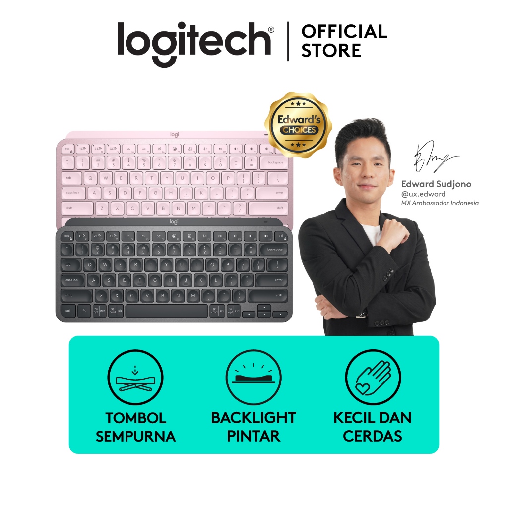 Logitech MX Keys Mini Keyboard Wireless Bluetooth Minimalist Backlit Illuminated for Power Users Windows, Mac, iOS, Linux & Android