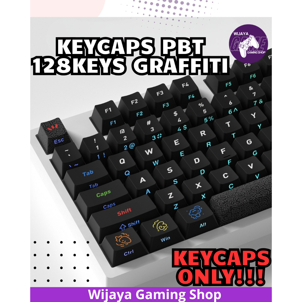 Jual Keycaps PBT 128 Keys Graffiti Mechanical Keyboard | Shopee Indonesia