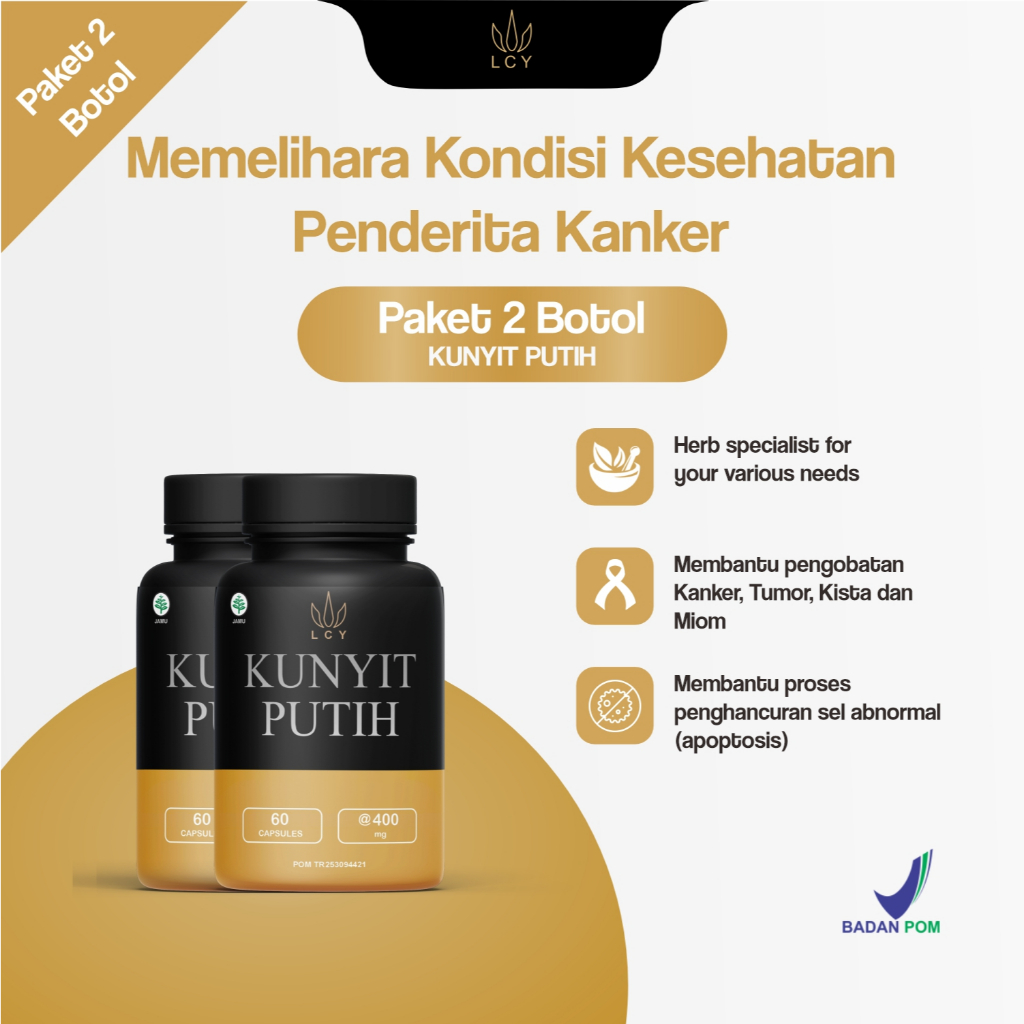 LCY KUNYIT PUTIH Kanker Kista Miom Tumor PCOS Lancarkan Pencernaan Paket Hemat 2 botol