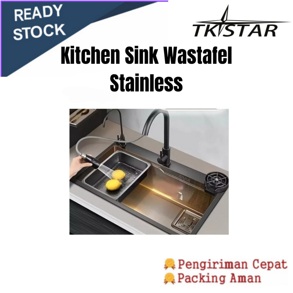 Set Lengkap Kitchen Sink Wastafel Stainless High Quality Wastafel Cuci Piring Stainless Stainless sink cuci piring Dengan Keran Tarik