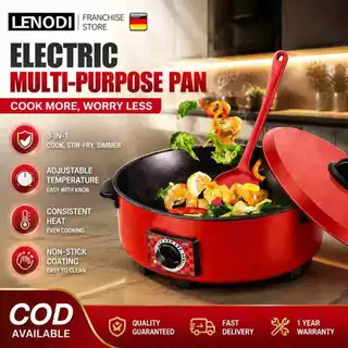 Wajan Enamel Multifungsi Teflon Besar 12 Inch Fry Pan Anti Lengket 5L Wajan Penggorengan Multifungsi