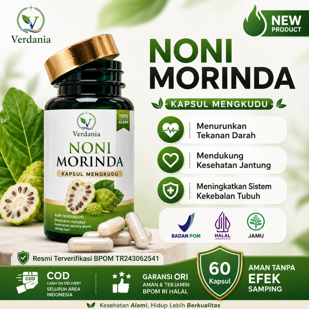 Noni Morinda Kapsul Herbal Membantu Meringankan Gejala Tekanan Darah Tinggi Dan Hipertensi Bpom ISI 60 Kapsul