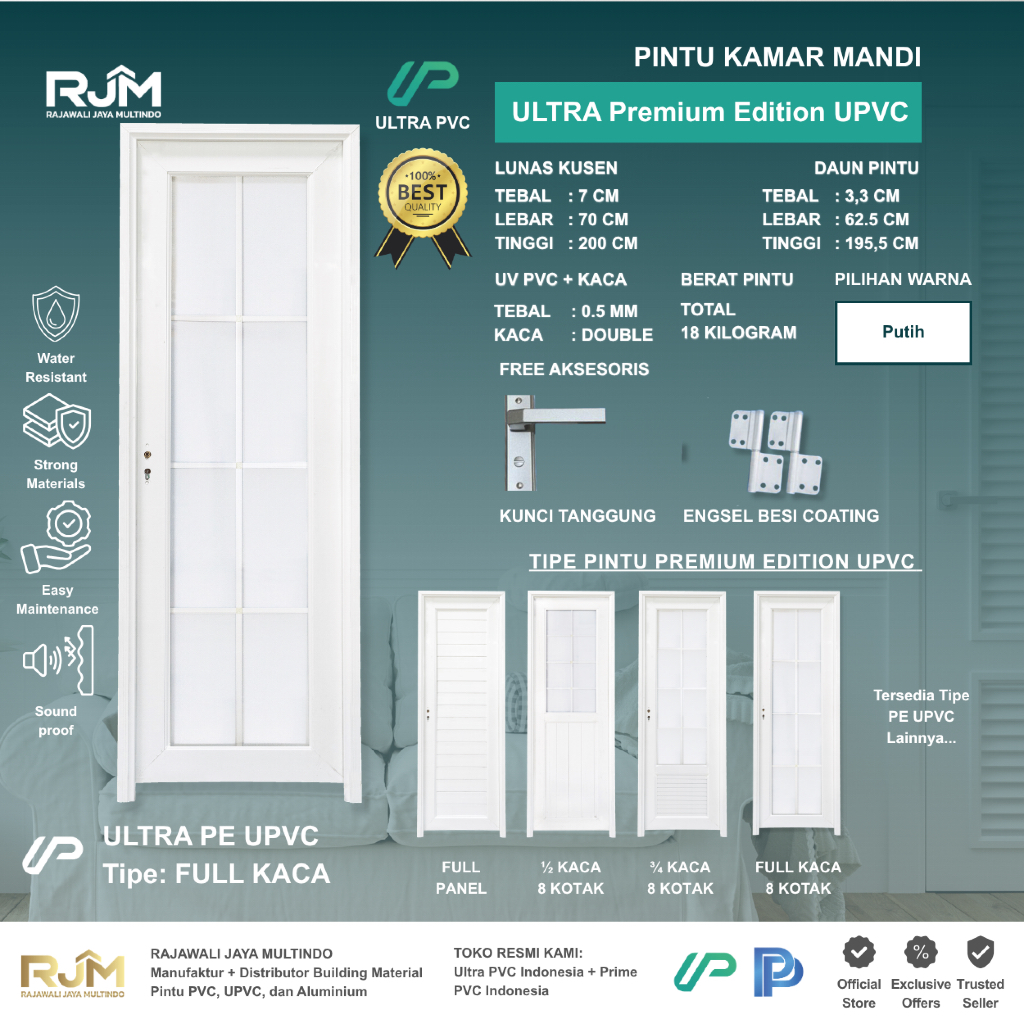 Jual UPVC Pintu Kamar Mandi merek Ultra PVC Premium Edition/ STD 70X200 ...