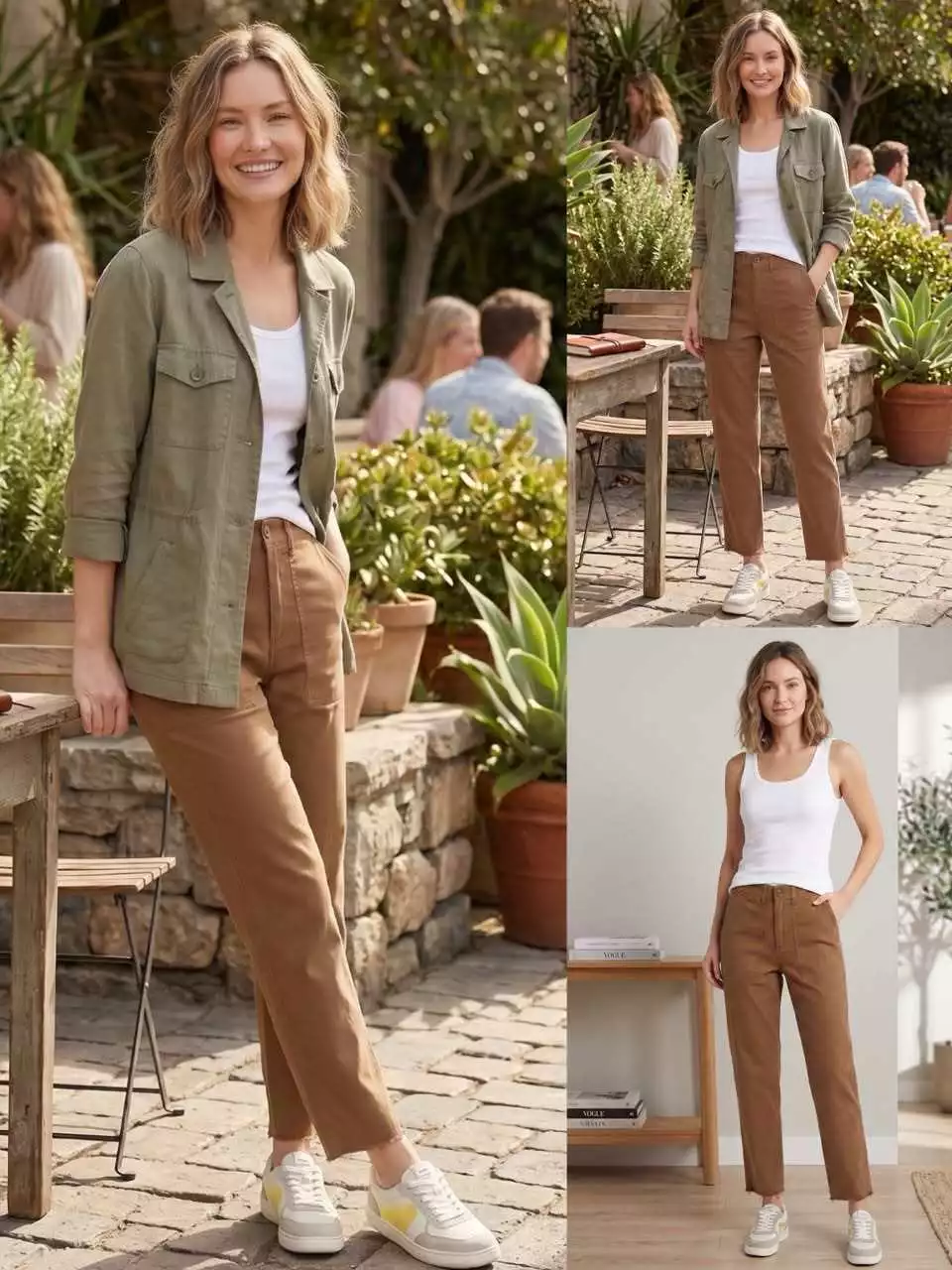 Celana Panjang Wanita TB Women's Frayed Ankle Straight-Leg Utility Pants - 8535