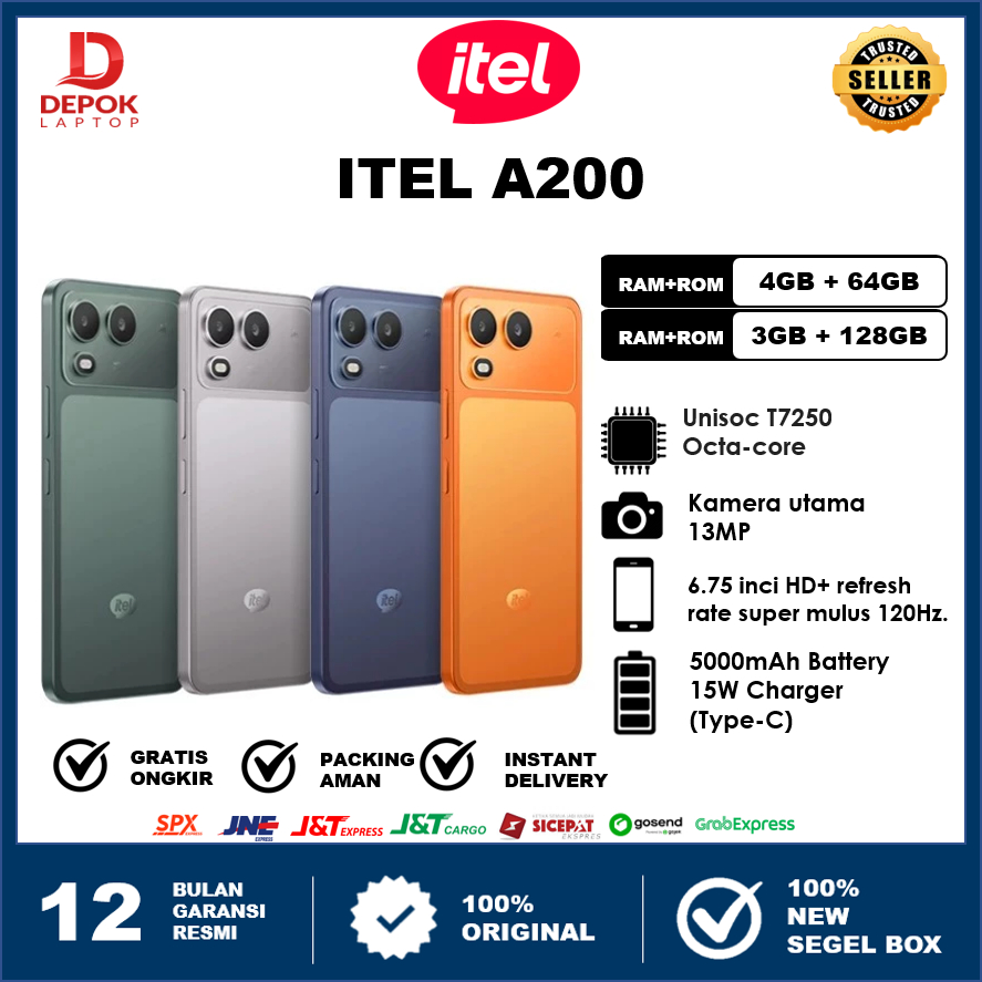 [ READY INSTANT ] Itel A200 3+5GB* RAM +128GB | Big Battery 5000mAh | 6.75” HD+ 120Hz High Brightness Display | IP65