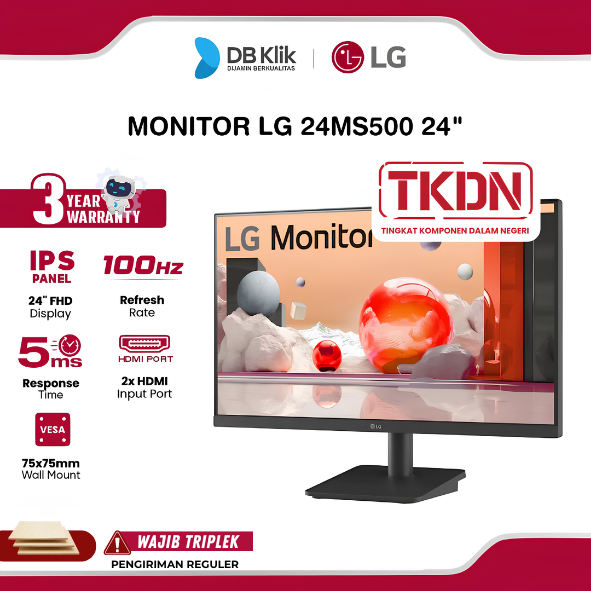 Monitor LG 24MS500 24" IPS FHD 100Hz 5ms AMD FreeSync HDR10 HDMI TKDN