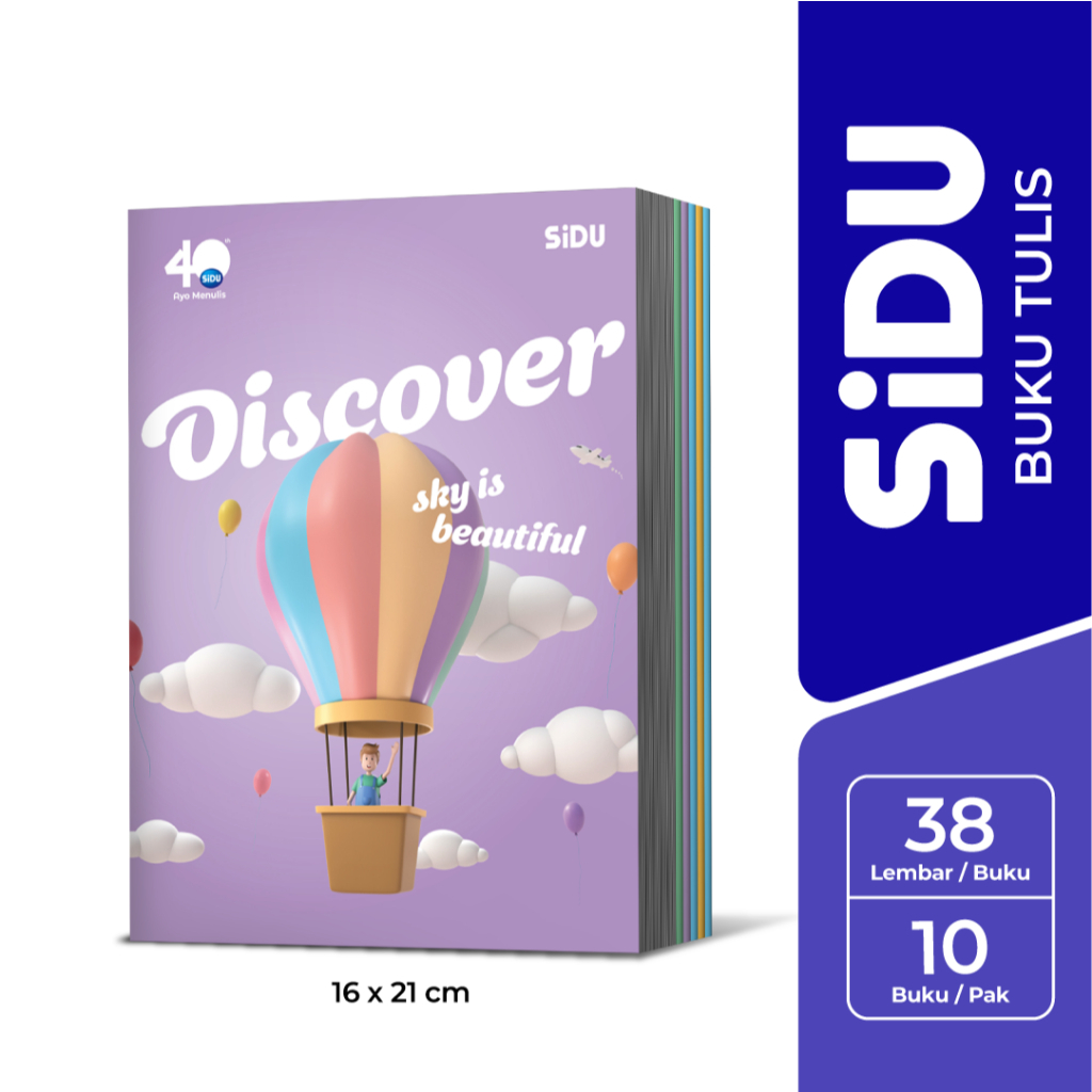 SIDU Buku Tulis Isi 10 PCS (1 PAK ) 38/58 Lembar Regular