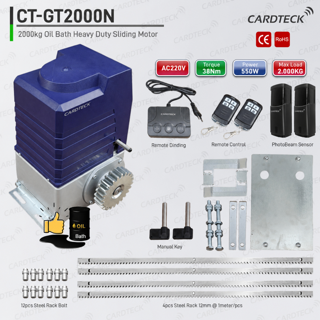 Jual CARDTECK GT2000N Automatic Sliding Gate Motor 2000kg Oil Bath 550W ...
