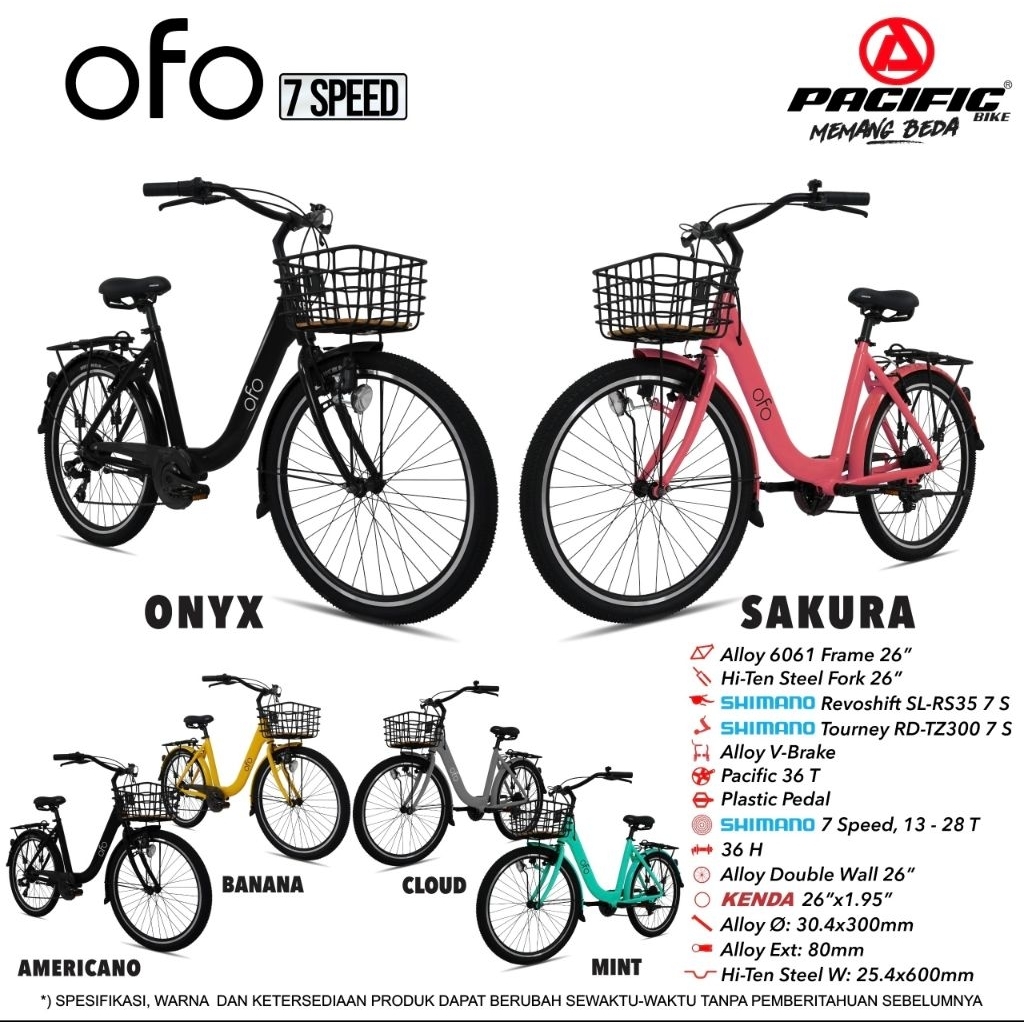 [FREE POMPA] SEPEDA KERANJANG DEWASA 26 Inch CTB Pasific OFO 7speed