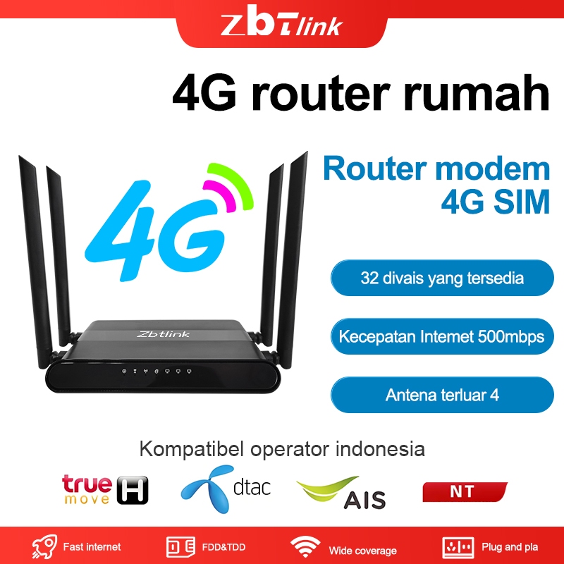 ZBTlink Modem Router 4G LTE,500Mbps WiFi, Slot SIM & Port LAN - Internet Kapan Saja