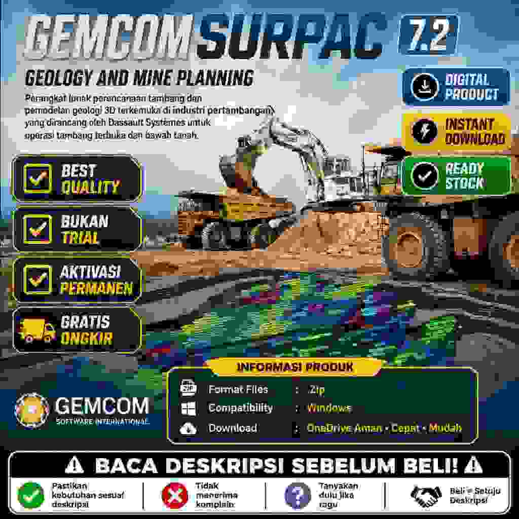 GEMCOM/GEOVIA SURPAC 7.2 [2020] UNTUK PERTAMBANGAN