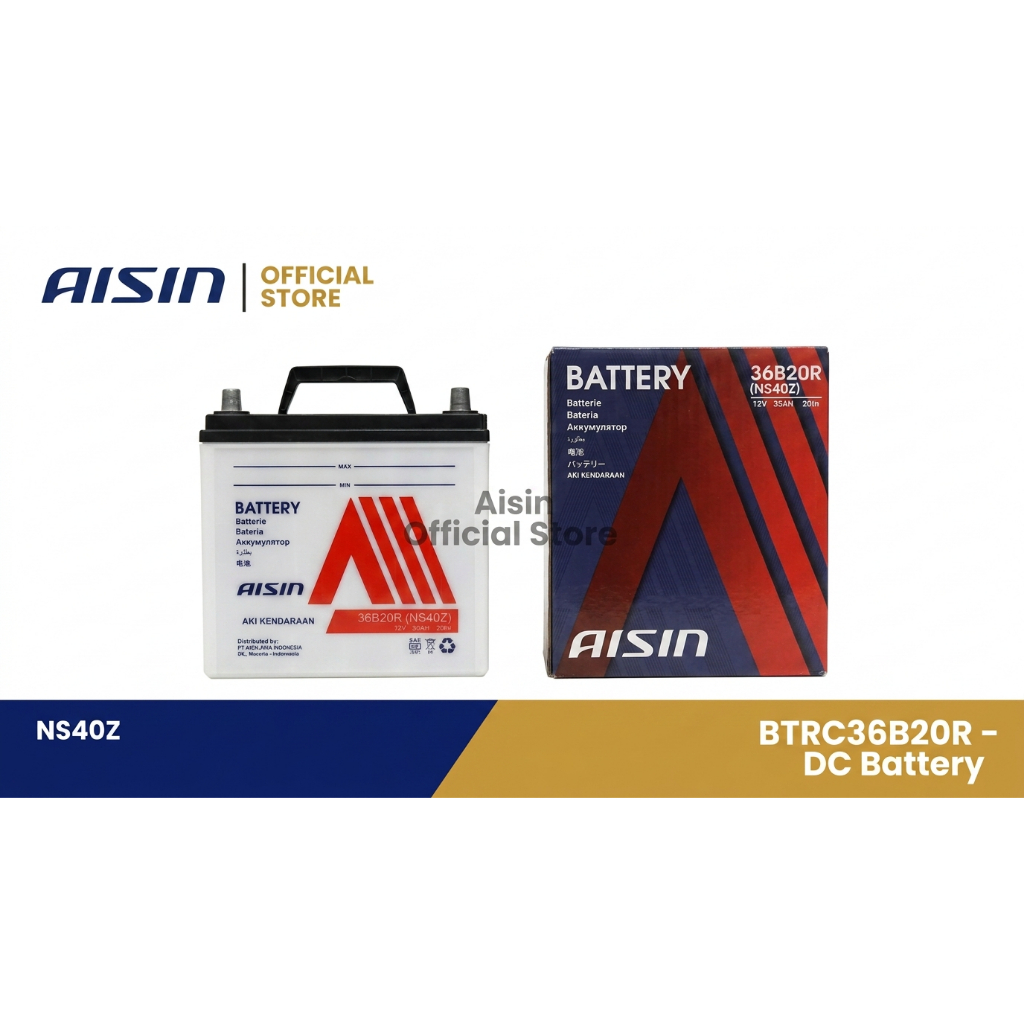 AISIN Battery DC Aki Basah NS40Z Dry Charge 12V 35Ah [BTRC36B20R]