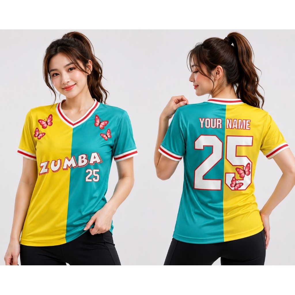 Jual Jersey Zumba Custom Butterfly half tosca gratis nama dan nomor ...