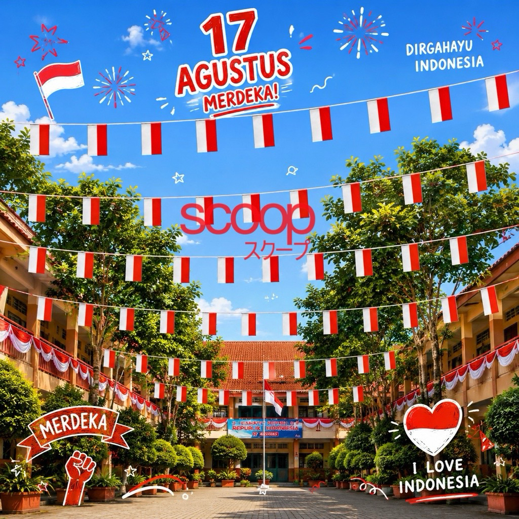 Scoop Dekorasi 17 Agustus Merah Putih Kemerdekaan Bendera Kain Outdoor 72250100