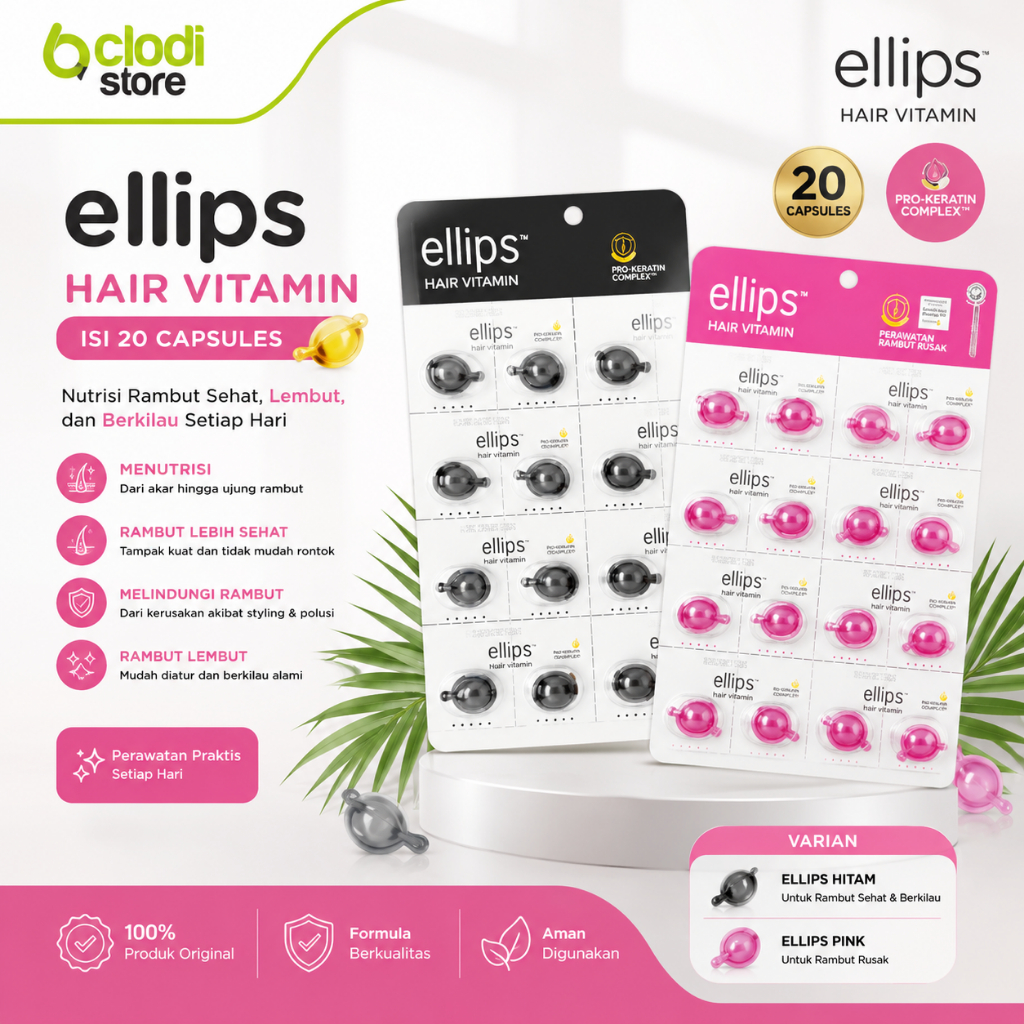 Jual Ellips Hair Vitamin isi 20 Capsules Elips Perawatan Rambut Hitam ...