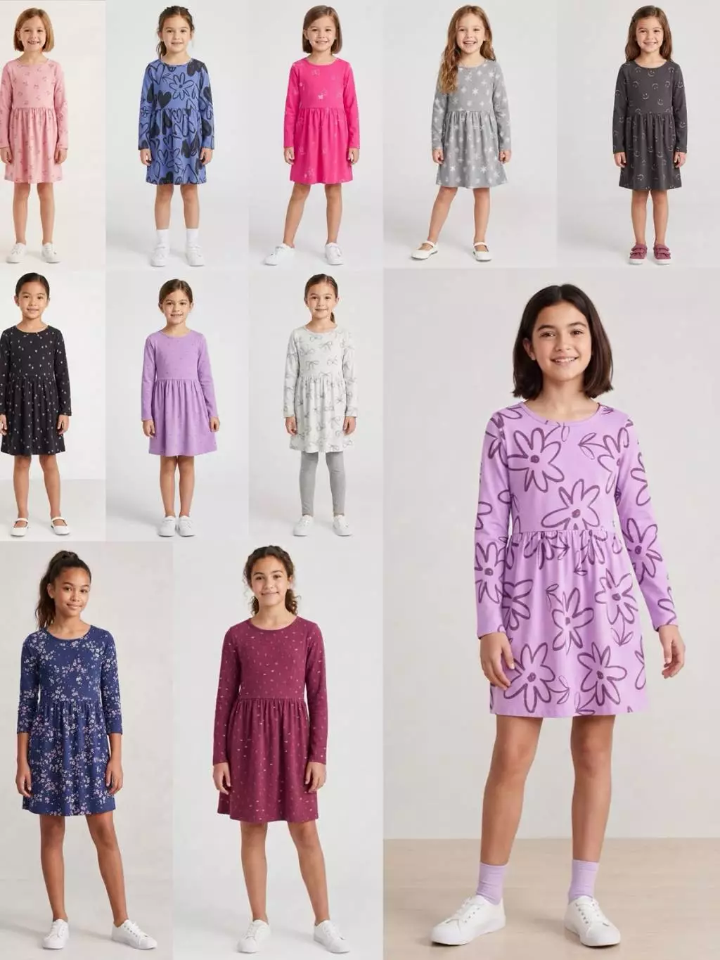Dress Lengan Panjang Anak Perempuan Junior CRT Girls Long-Sleeve Swing Dress - 2609