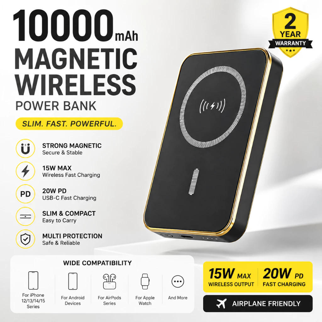 MOGANA LENTIVEN POWERBANK 10000MAH FAST CHARGING Wireless Charger Mini Magnetic Magsafe 20W TYPE C WE47