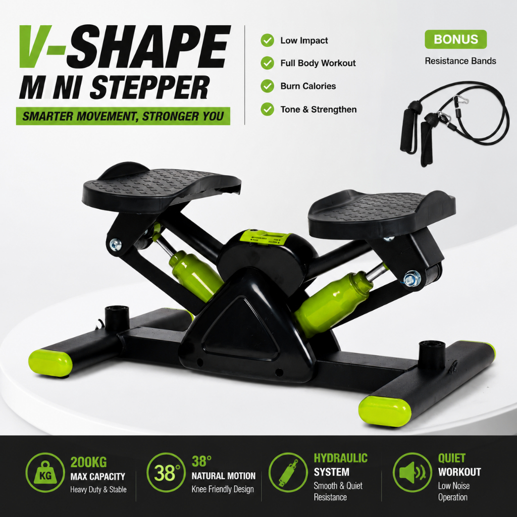 Mini Stepper V Shape Alat Fitness Pembakar Lemak Olahraga Rumah Gym Portable Hydraulic Silent 200kg