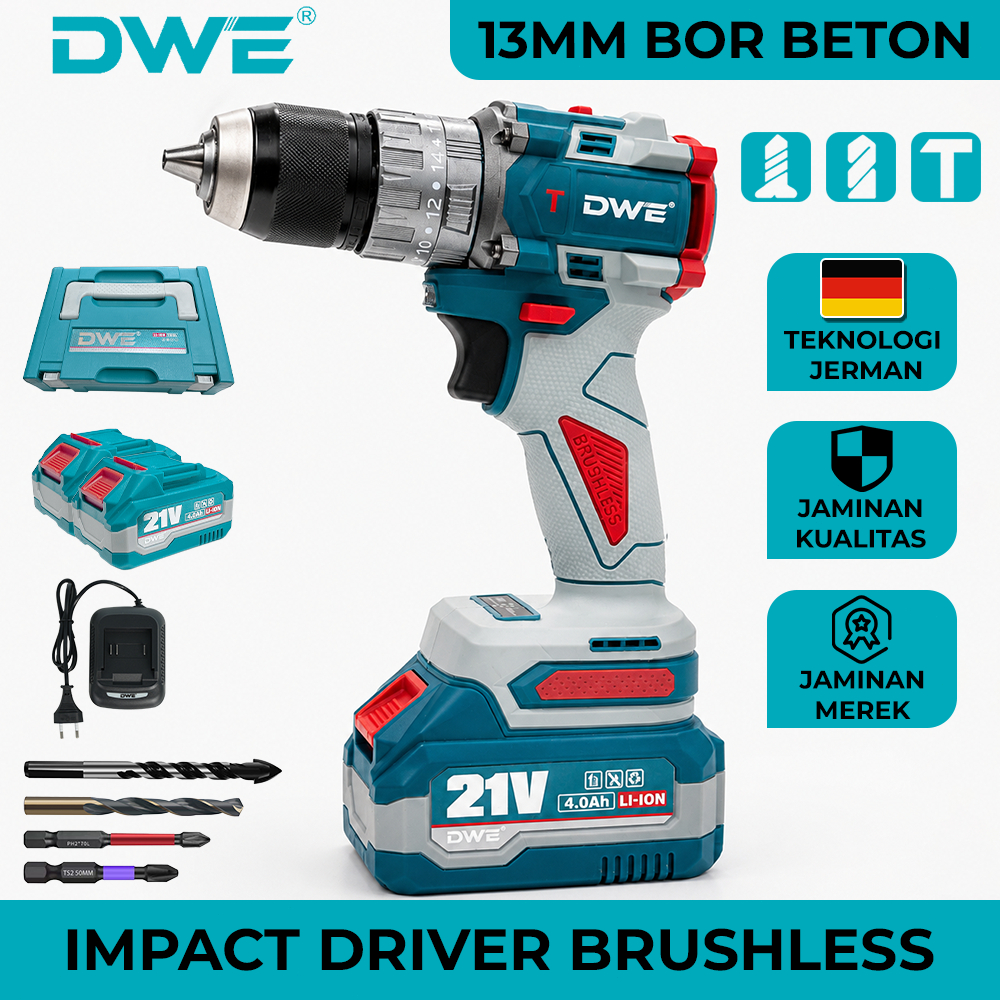 Jual DWE D-019 13mm Brushless Bor Beton Impact 70NM Torsi Besar mesin ...