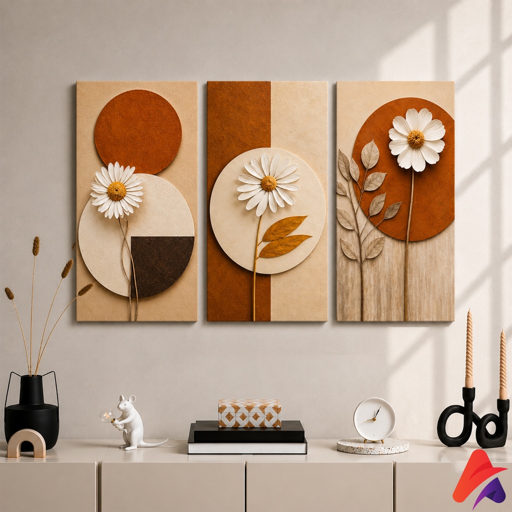 HIASAN DINDING BUNGA RUSTIC ABSTRAK FLOWER (15X30CM) WALL DECOR PAJANGAN DEKORASI POSTER KAYU RUMAH