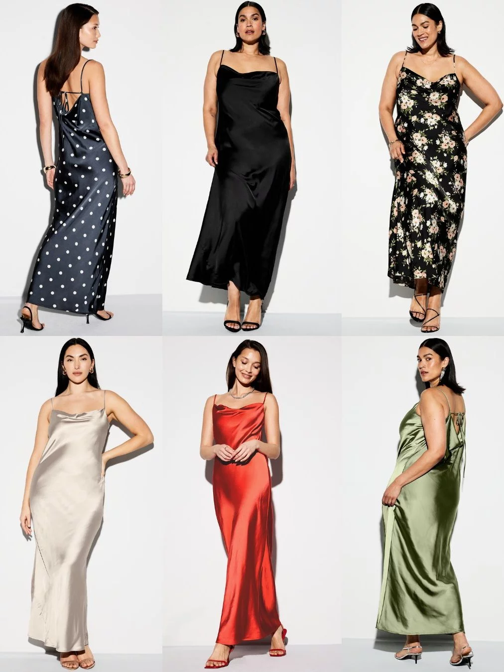 Dress Panjang Wanita Seksih Bahan Satin Mewah OLN Satin Cowl Maxi Dress - 2717