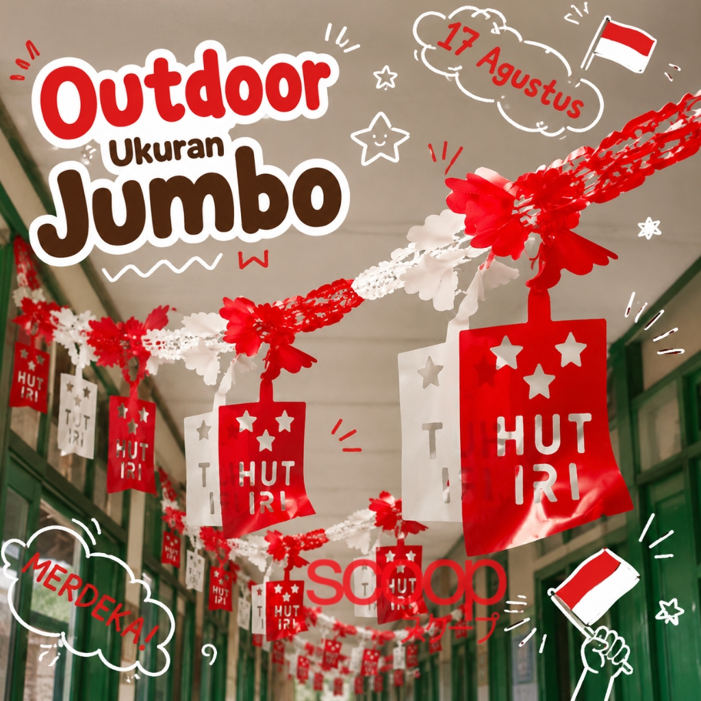 Scoop Dekorasi JUMBO Outdoor 17 Agustus Merah Putih Indonesia RI Merdeka Garlan 78020300