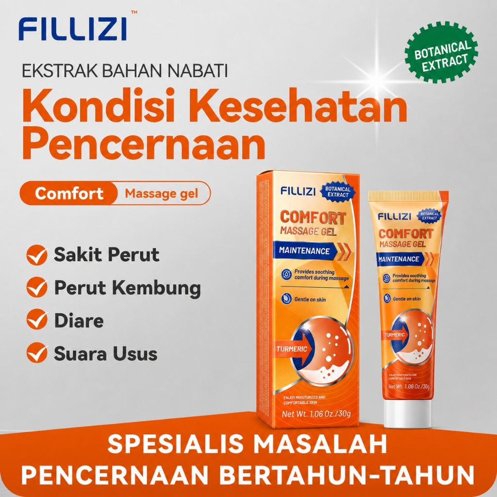 COD FILLIZI Comfort Massage Cream Gel Herbal 30ML -Obat Asam Lambung, Sakit Perut, Kembung & Sembelit