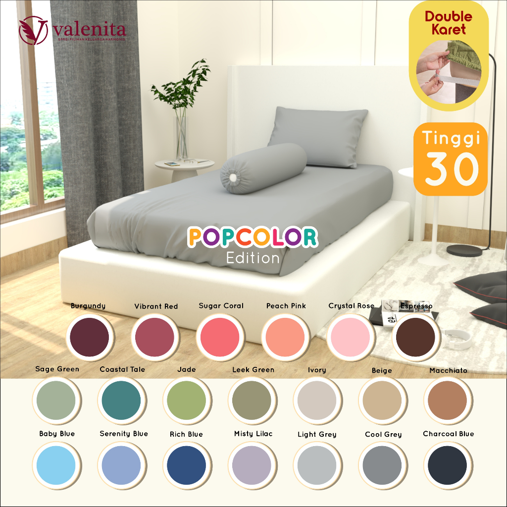 Jual Pop Color - Sprei 120x200x30 Double Karet Anti Geser + 1 Sarung ...