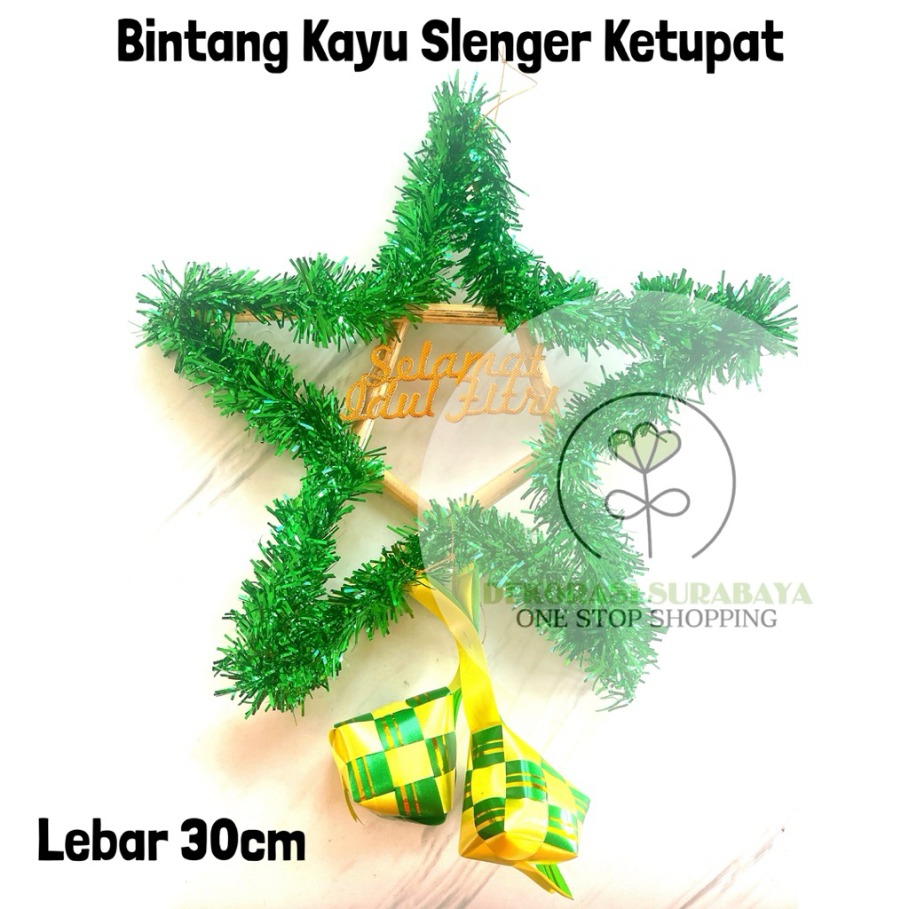 Dekorasi Lebaran / Idul Fitri Bintang kayu Slenger 30cm
