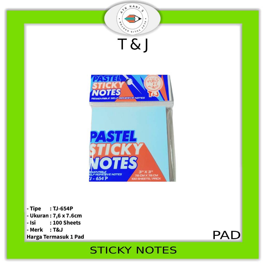 Jual T&J - Sticky Notes Pastel TJ-654P 3